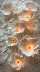 Gordijnen Decorative volumetric flowers with neon lighting. © MiaStendal