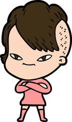 cute cartoon girl with hipster haircut