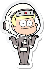 Fototapeta premium sticker of a happy astronaut cartoon