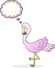 freehand drawn thought bubble cartoon flamingo
