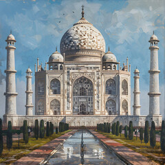 Obraz premium Taj Mehal Detailed High QUALITY Wallpaper generated in AI