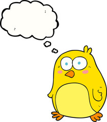 freehand drawn thought bubble cartoon bird