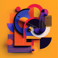graphic design poster with vibrant typography and geometric shapes, high-quality, modern, eye-catching, typographic art, visual communication