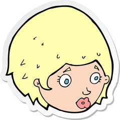 sticker of a cartoon girl with concerned expression