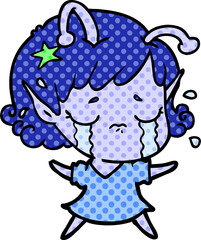 cartoon crying alien girl