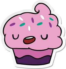 sticker cartoon illustration kawaii of a cute cupcake