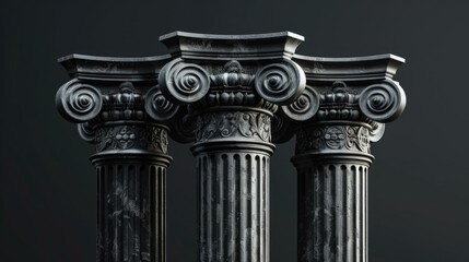 Detailed view of three columns. Suitable for architectural projects