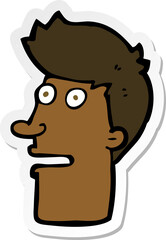 sticker of a cartoon shocked male face
