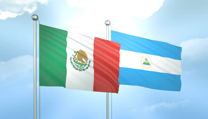 Mexico and Nicaragua Flag Together A Concept of Relations