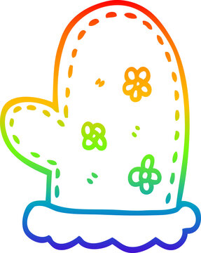recommend clip art: rainbow gradient line drawing of a cartoon oven mitts