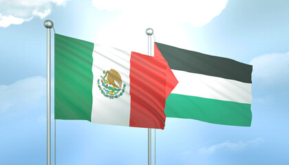 Mexico and Palestine Flag Together A Concept of Relations