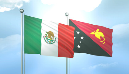 Mexico and Papua New Guinea Flag Together A Concept of Relations