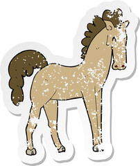 retro distressed sticker of a cartoon horse