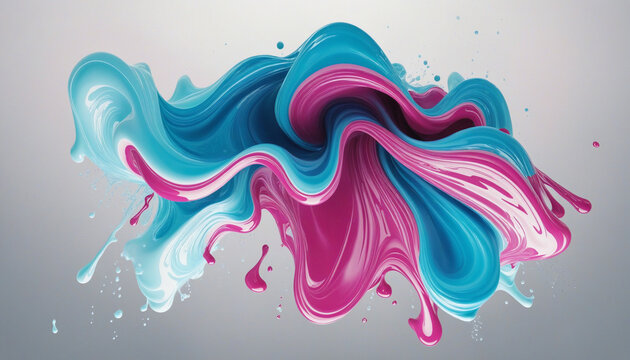 liquid magenta and blue swirls frozen in an abstract futuristic 3d texture isolated on a transparent background,   bright colors illustration