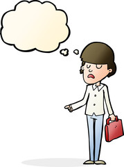 cartoon arrogant businessman pointing with thought bubble