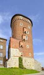 Krakow, Poland - Wawel Hill and Royal Wawel Castle, defensive walls. Krakow is UNESCO World Heritage Site