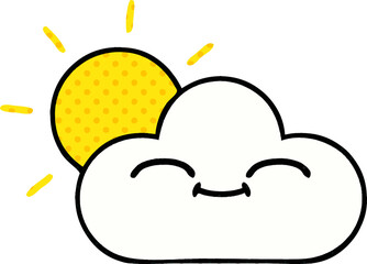 comic book style cartoon of a sunshine and cloud
