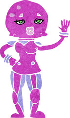 cartoon female astronaut