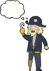 cartoon pirate captain with thought bubble