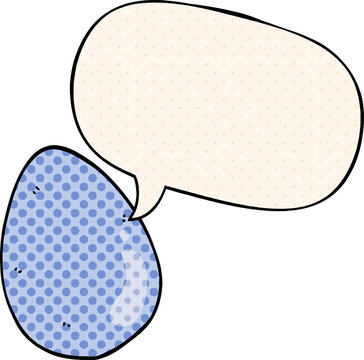 cartoon egg with speech bubble in comic book style