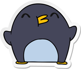 freehand drawn sticker cartoon cute kawaii penguin