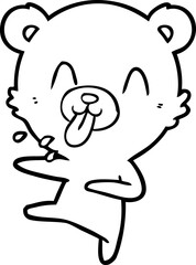 rude cartoon dancing polar bear sticking out tongue