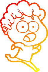 Obraz premium warm gradient line drawing of a cartoon man gasping in surprise