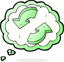 freehand drawn thought bubble cartoon recycling arrows
