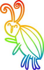 Obraz premium rainbow gradient line drawing of a cartoon happy beetle