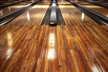 A wooden floor bowling alley, suitable for sports and leisure concepts - obrazy, fototapety, plakaty