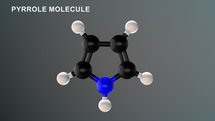 Pyrrole Molecule structure 3d illustration