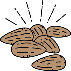 illustration of a traditional tattoo style almonds