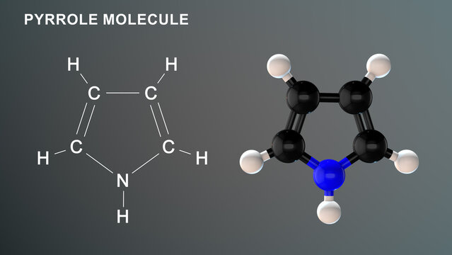 Pyrrole Molecule structure 3d illustration