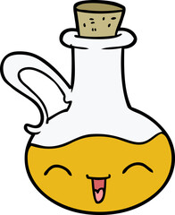 cartoon happy bottle of olive oil