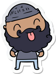 sticker of a man with beard sticking out tongue