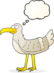 freehand drawn thought bubble cartoon seagull