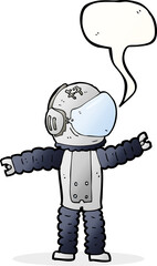 cartoon astronaut reaching with speech bubble