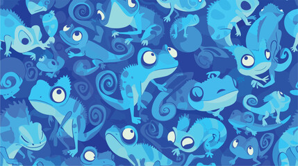 Fototapeta na wymiar Seamless background design with blue chameleon illu