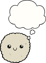 cartoon biscuit with thought bubble