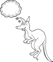 freehand drawn thought bubble cartoon kangaroo