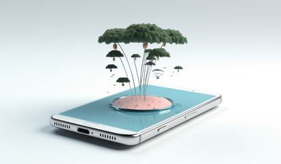 Laptop With Tree Sprouting