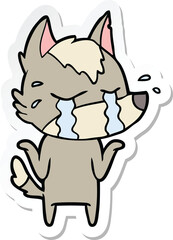 sticker of a cartoon crying wolf