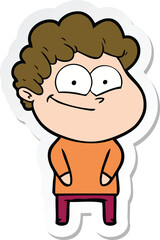 sticker of a cartoon happy man