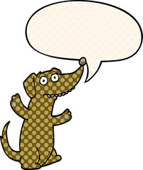 cartoon dog with speech bubble in comic book style