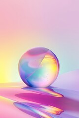 A reflective glass orb set against pastel gradients, suitable for concepts of balance and harmony.