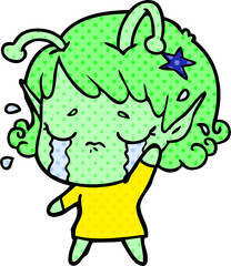 cartoon crying alien girl