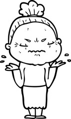 cartoon annoyed old lady