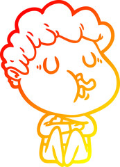 warm gradient line drawing of a cartoon man singing