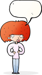 cartoon surprised woman with speech bubble