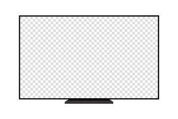 4K TV flat screen realistic illustration, White blank monitor mockup. wide flatscreen monitor